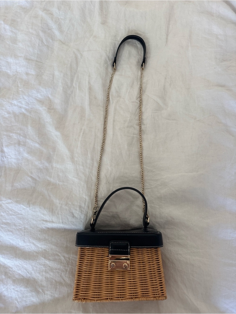 Zara Rattan Box Bag With Handle - Picture 5 of 5